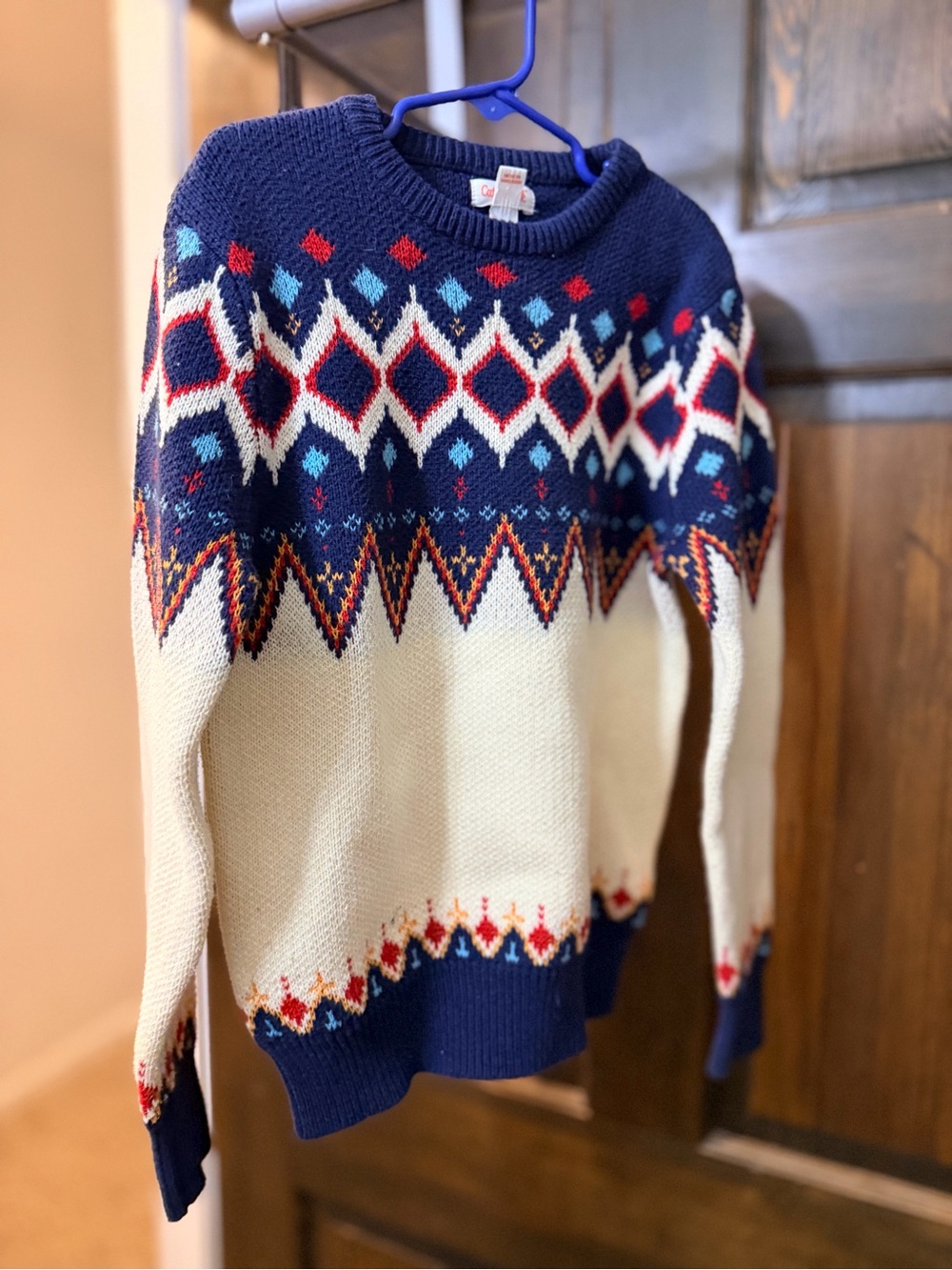 Cat & Jack Navy, Cream & Red Fair Isle Crewneck Sweater